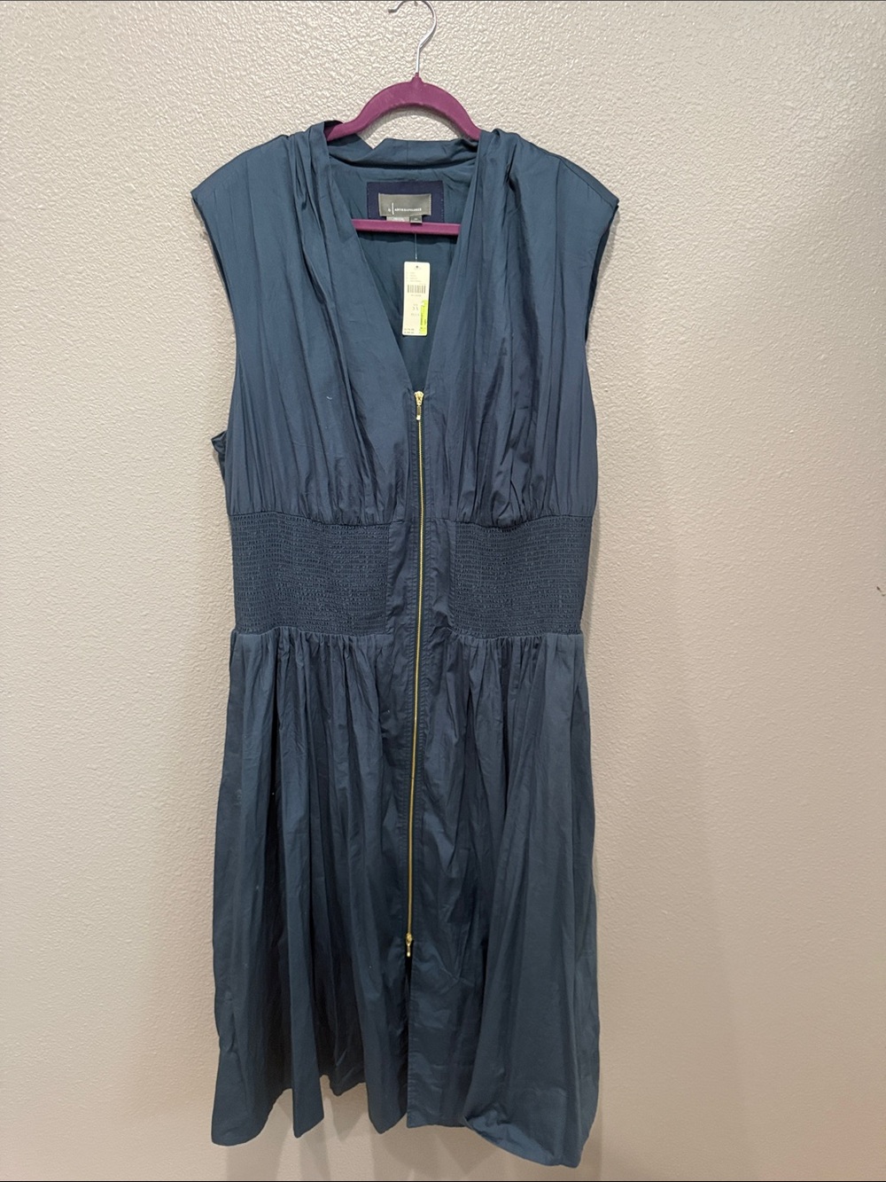 Tommie cap sleeve Sleeveless Navy Zip-Front Dress